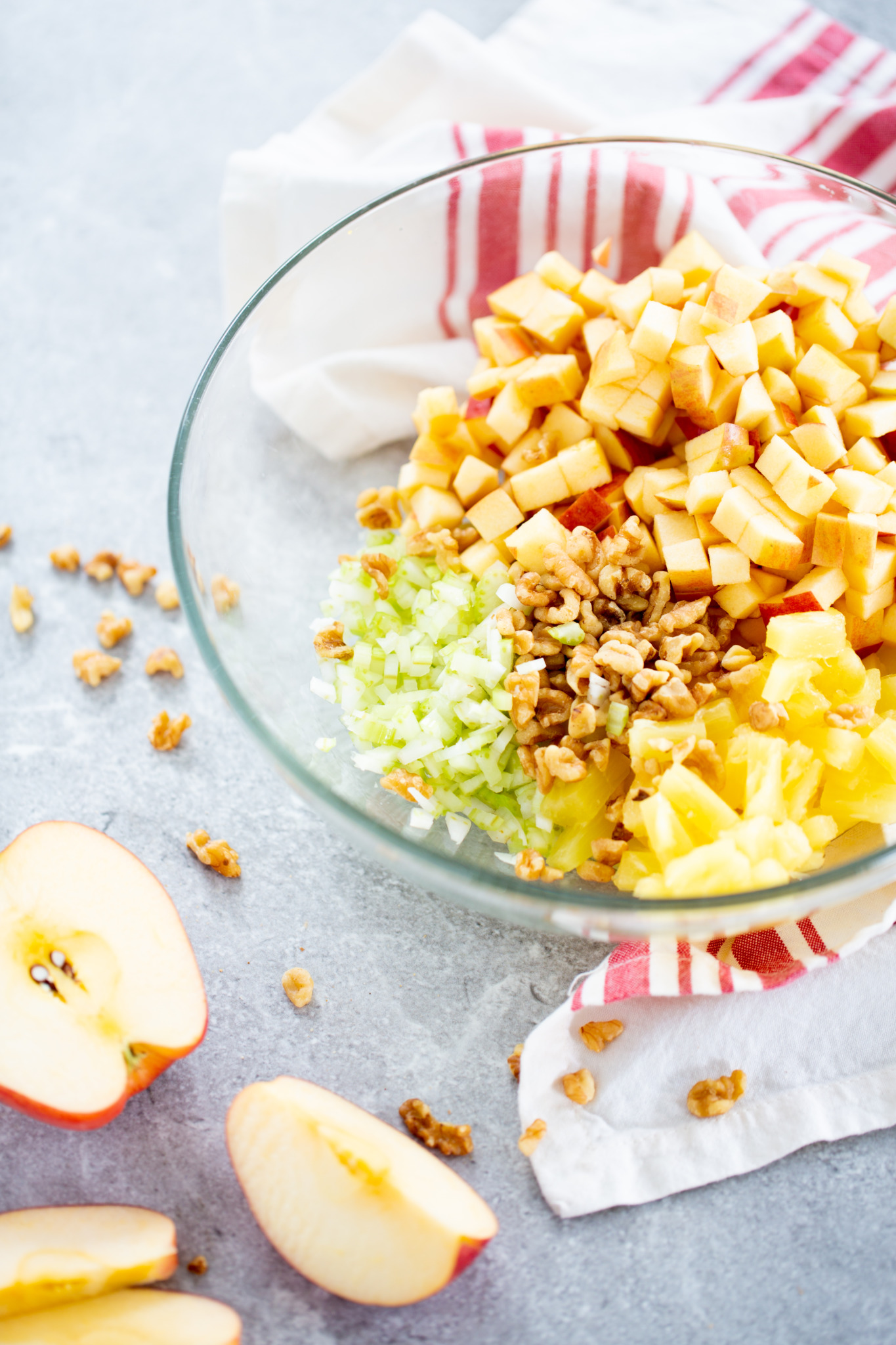 ingredients in a bowl for vegan mexican christmas salad