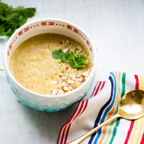 creamy potato and cilantro vegan soup