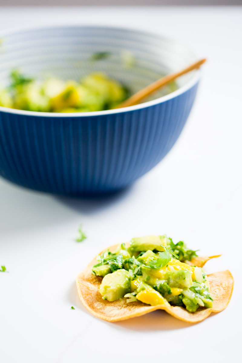 a corn chip with guac