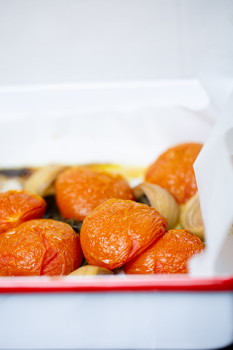 tomatos in a baking dish