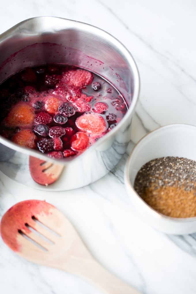 Making the chia seed jam