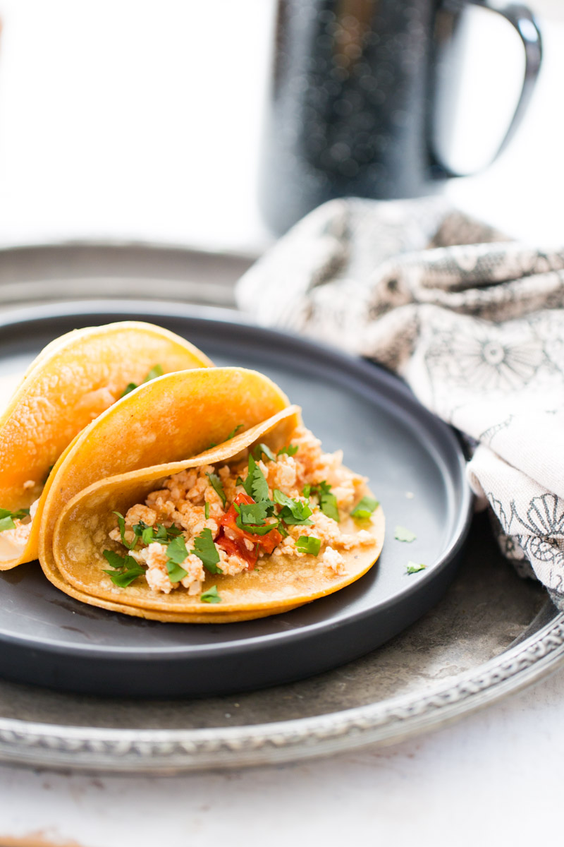 Mexican tofu scramble breakfast tacos