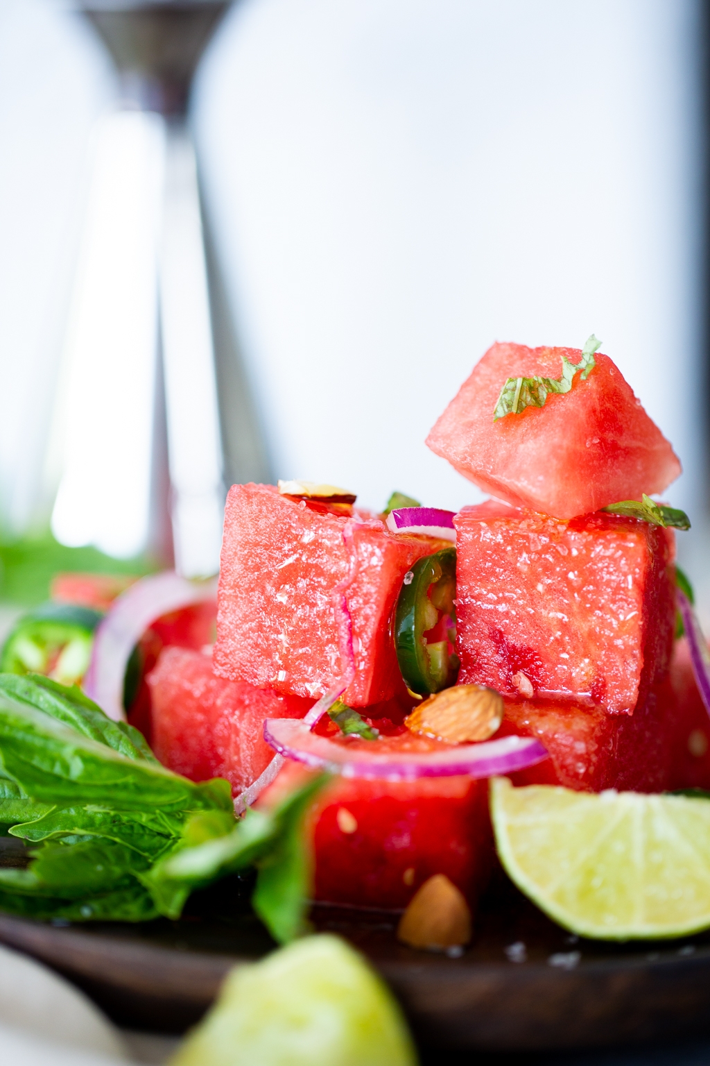 no feta spicy Watermelon basil salad