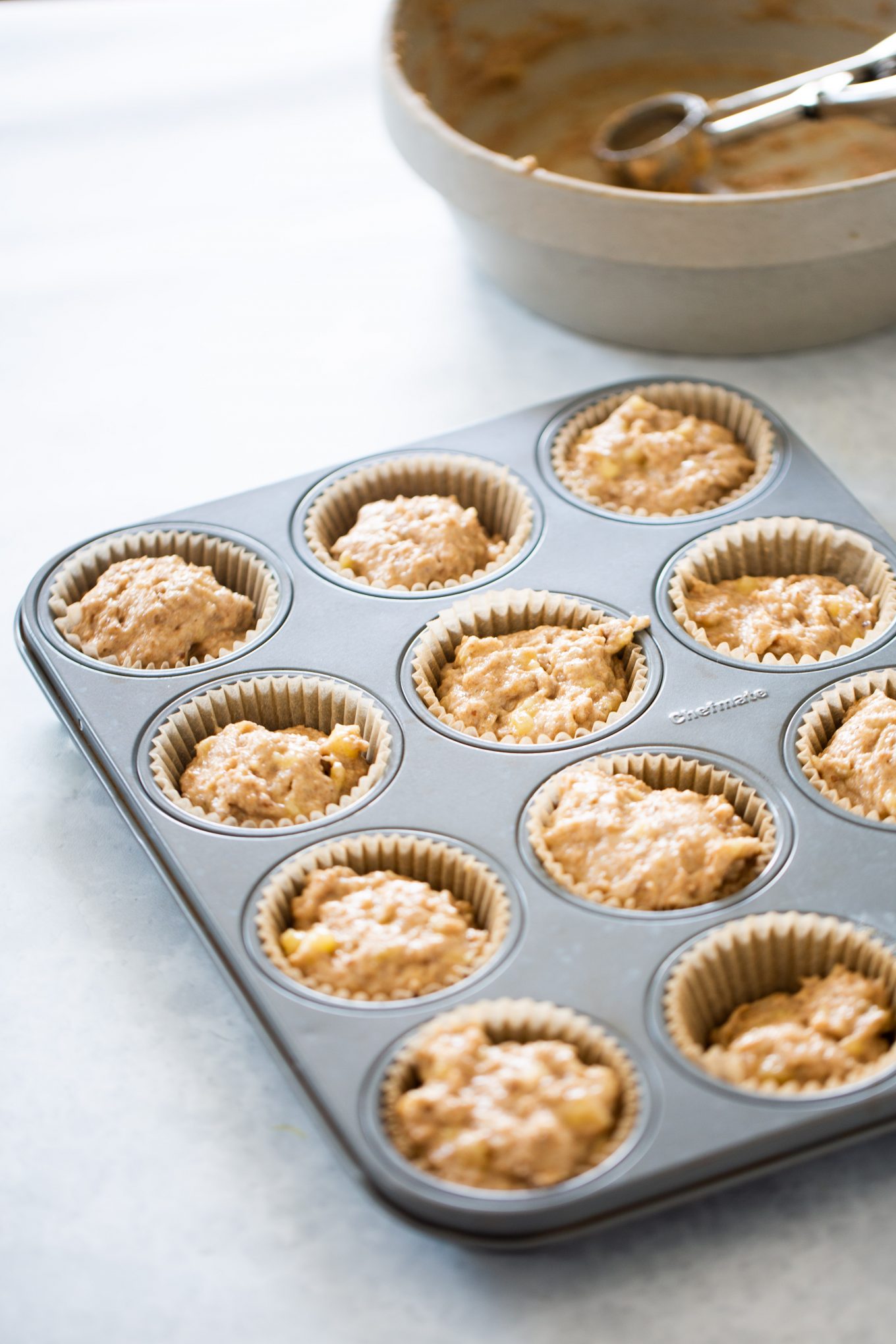 Banana muffins before being baked