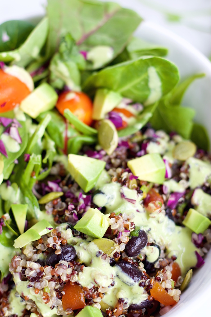 Salad with cilantro mint dressing