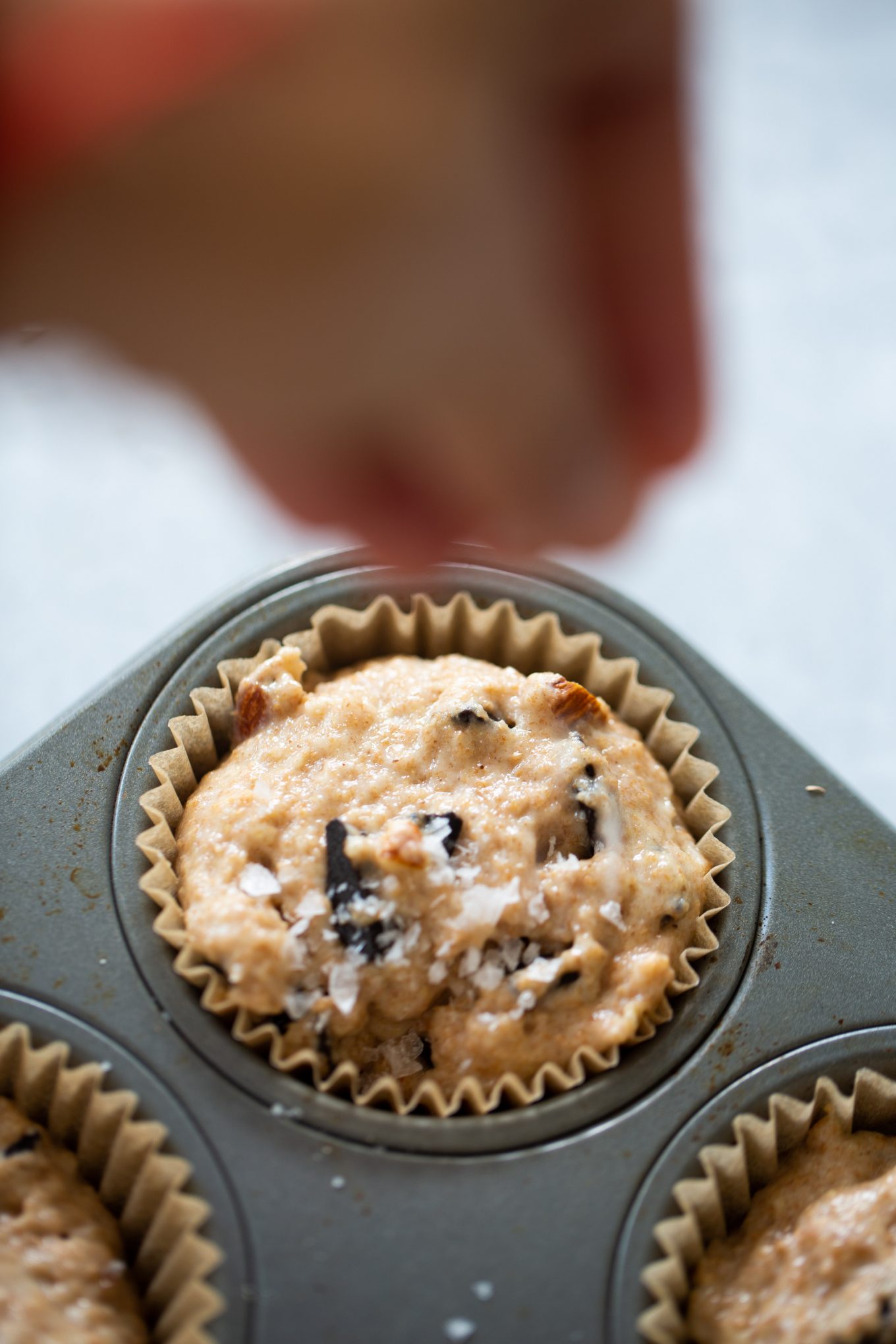 Adding a pinch of salt to muffins