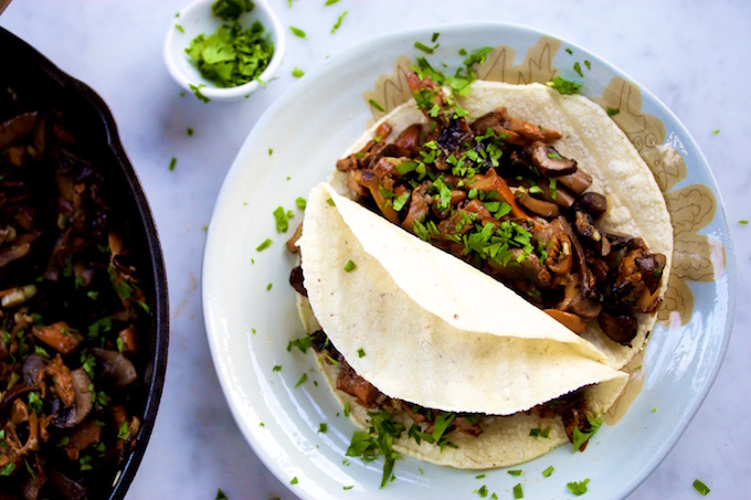 Sauteed mushroom tacos