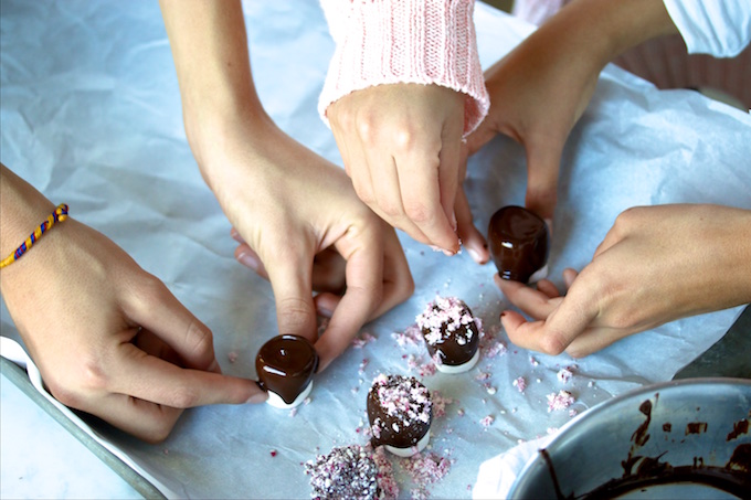 Bombones con chocolate.P&V 