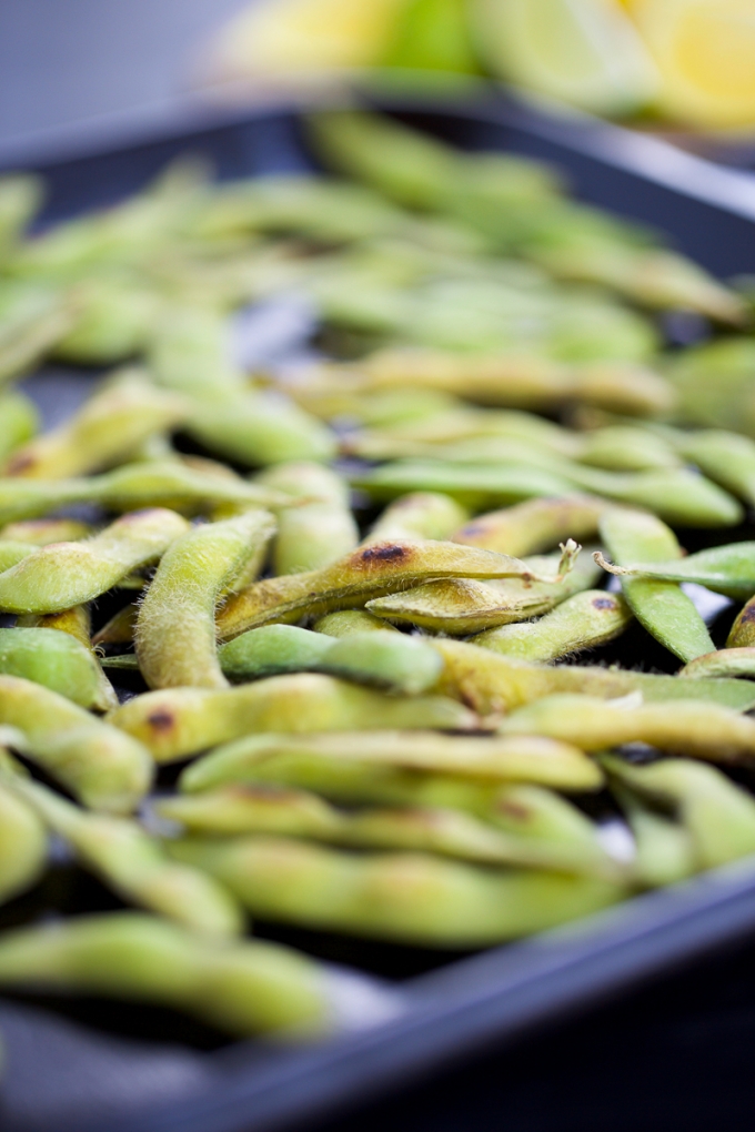 Roasted edamame with tajin, lemon and soy sauce