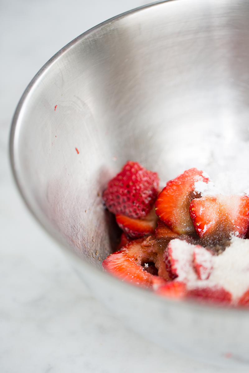 Cake made with almond flour and topped with strawberries and balsamic vinegar. Strawberry tart, strawberry tart.  