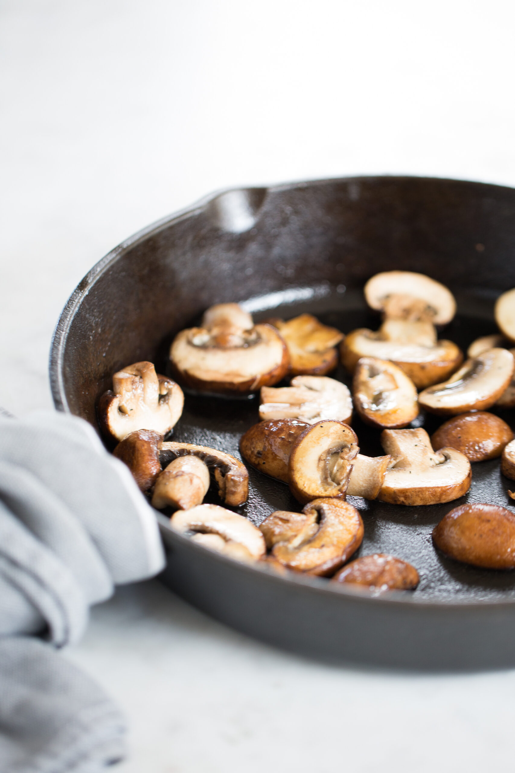 mushrroms on a cast iron skillet