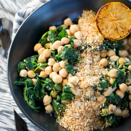 Chickpeas with lemon and spinach recipe.