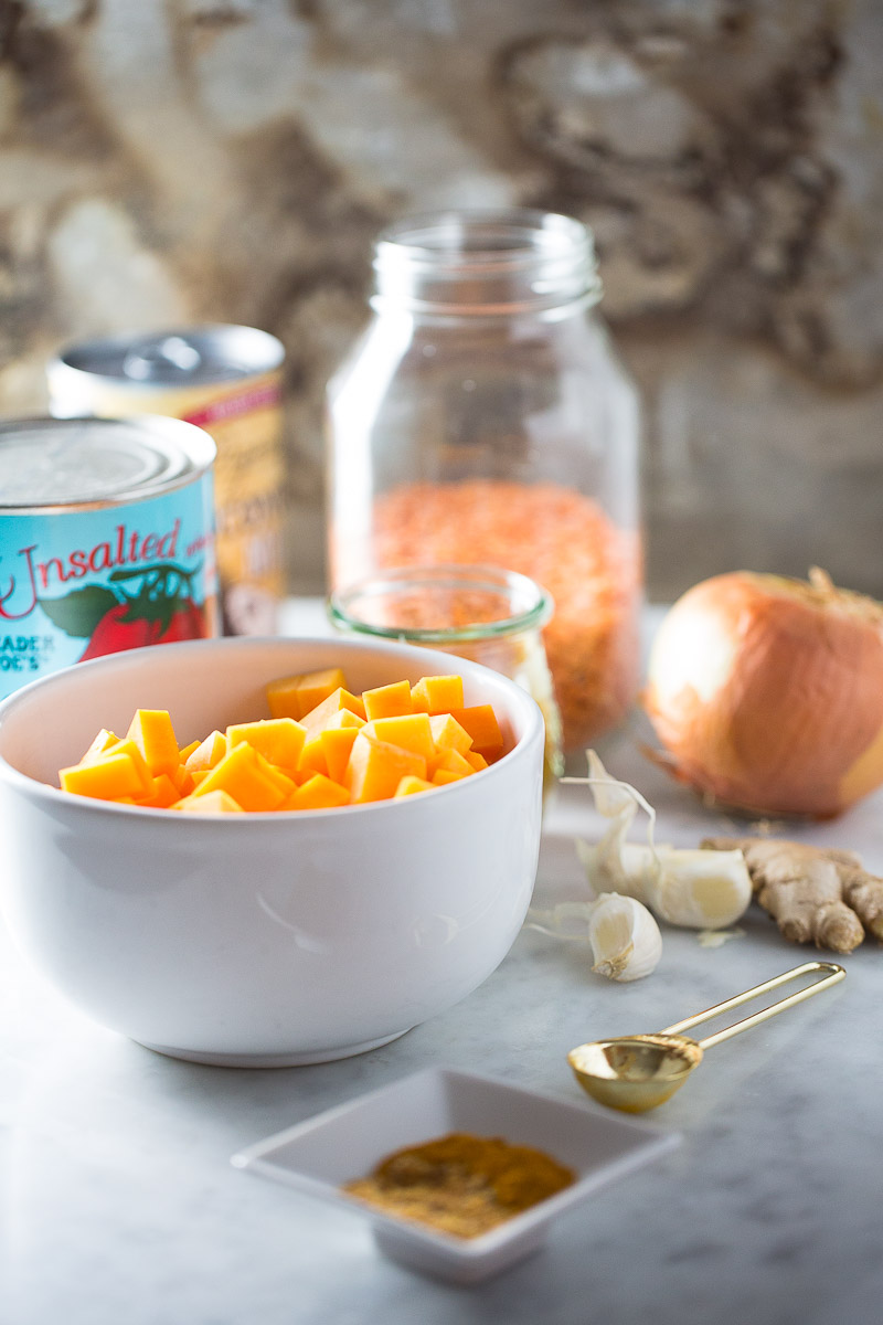 Ingredients for red lentil soup