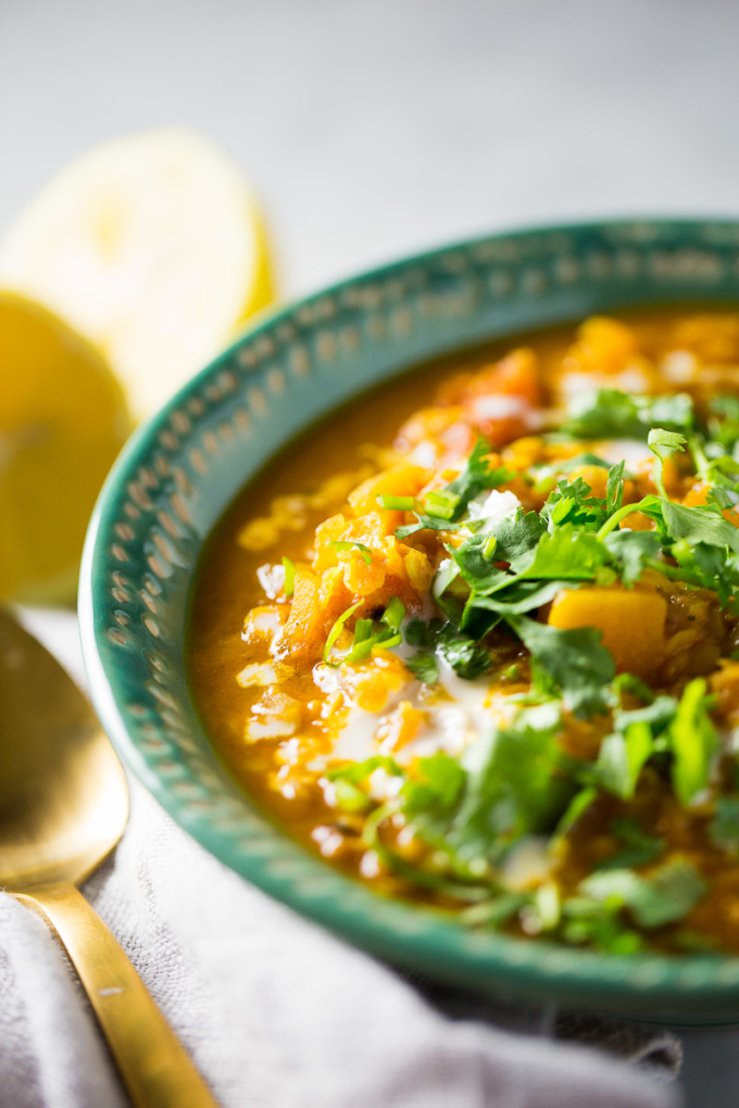 red lentil soup with butternut squash