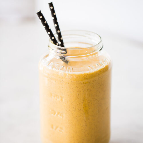 Carrot cake flavored vegan orange smoothie.