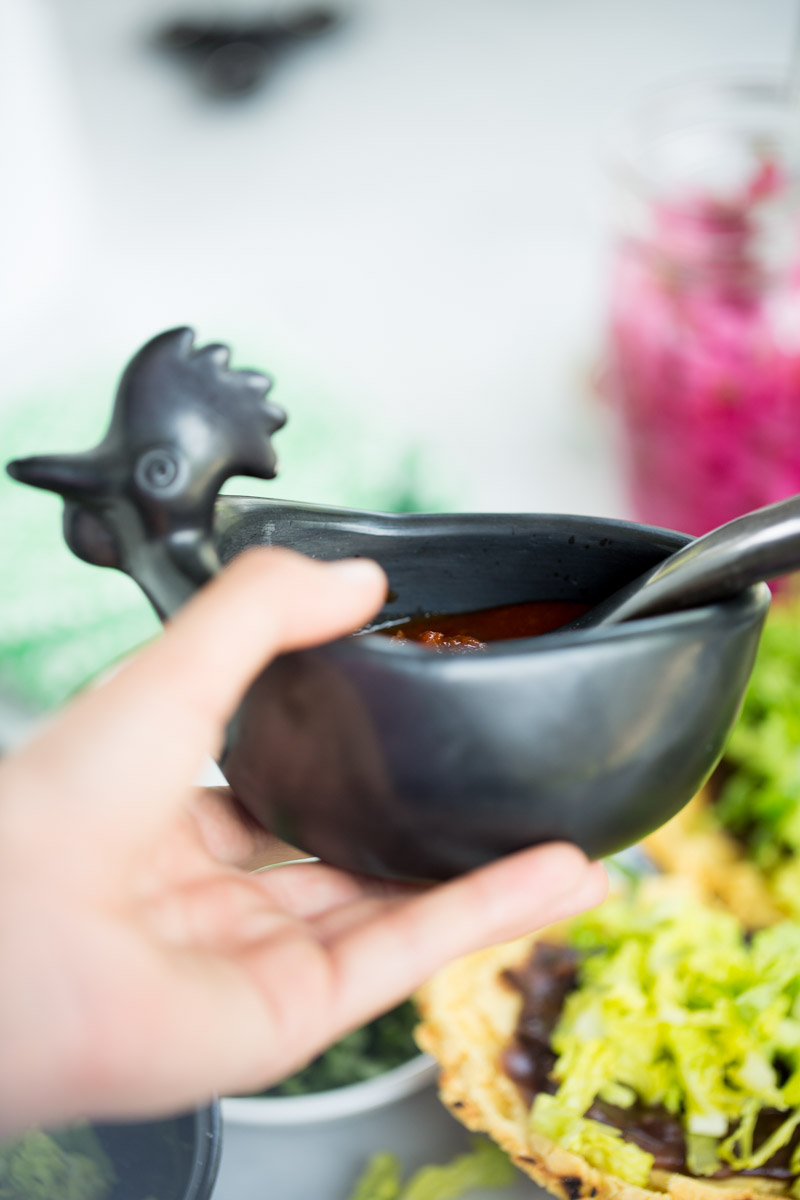 traditional black clay salsera