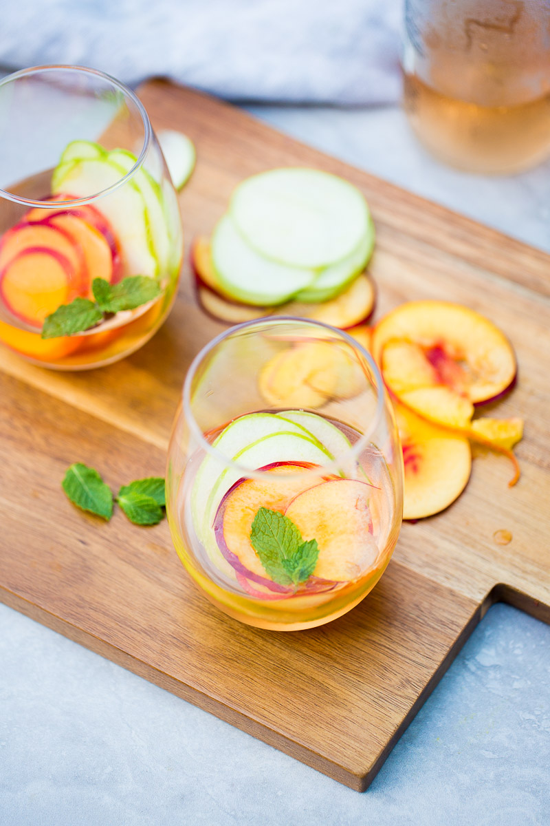 two glasses with summer sangria