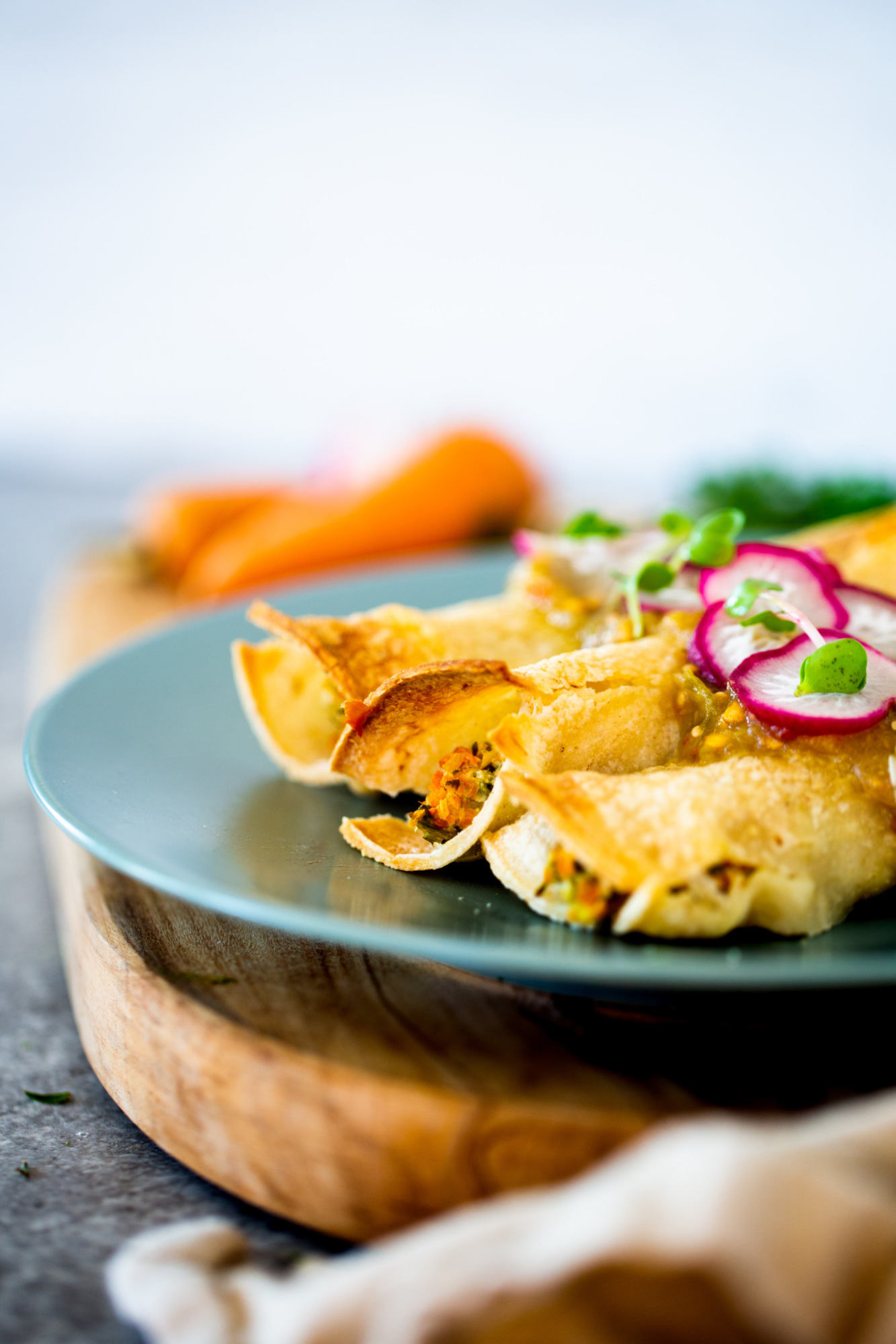 plate with three carrot tacos