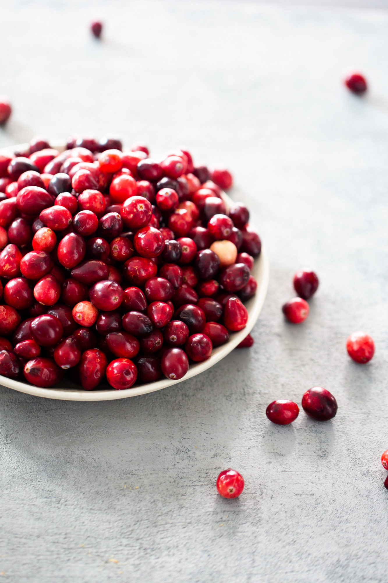Fresh cranberries on a plate