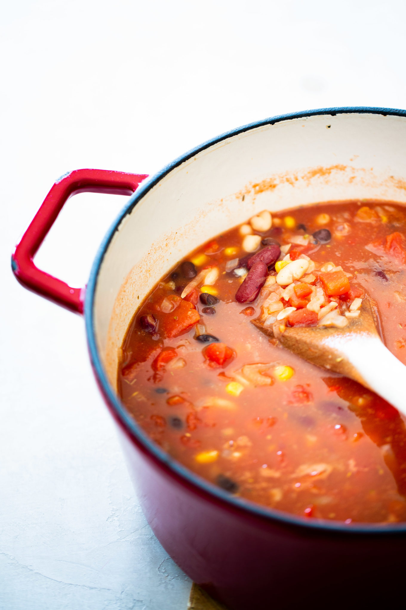 a large pot of vegan chili