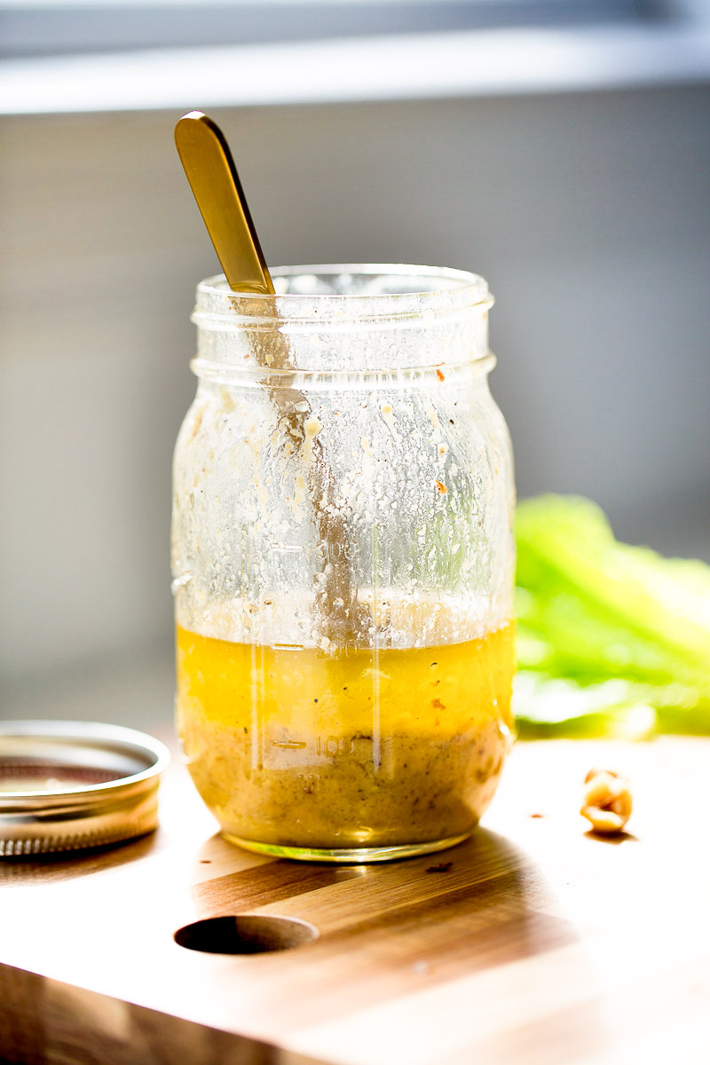 mason jar with simple vinaigrette