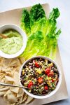 Lettuce Taco Wraps with Pico de Gallo, Black Beans, Roasted Corn, and Creamy Avocado Crema