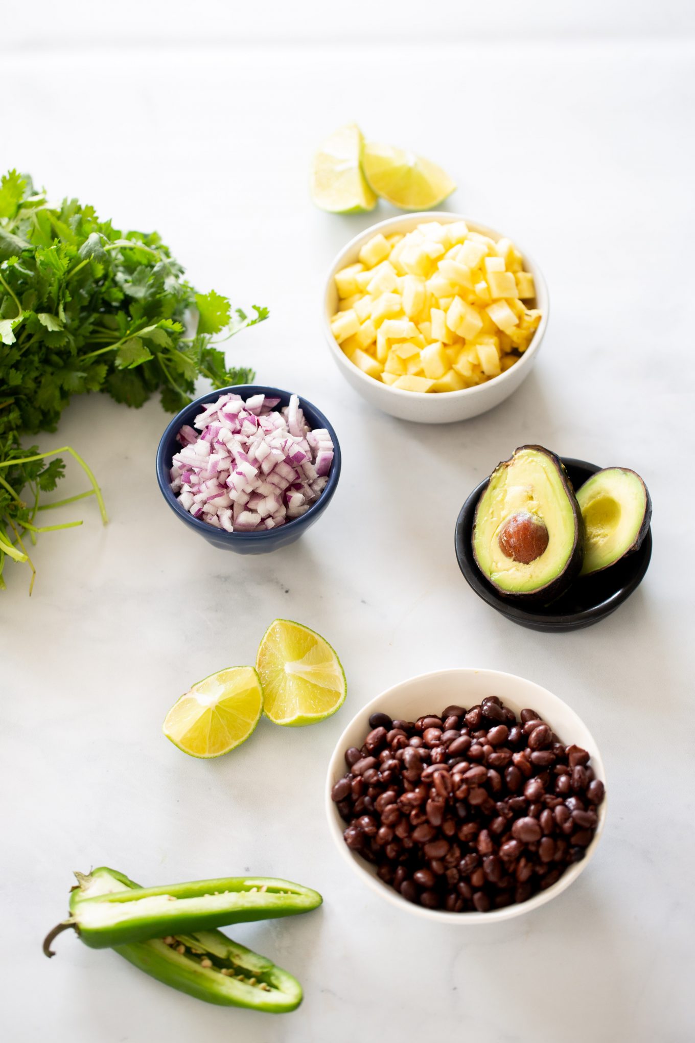 ingredients for pineapple black bean salsa