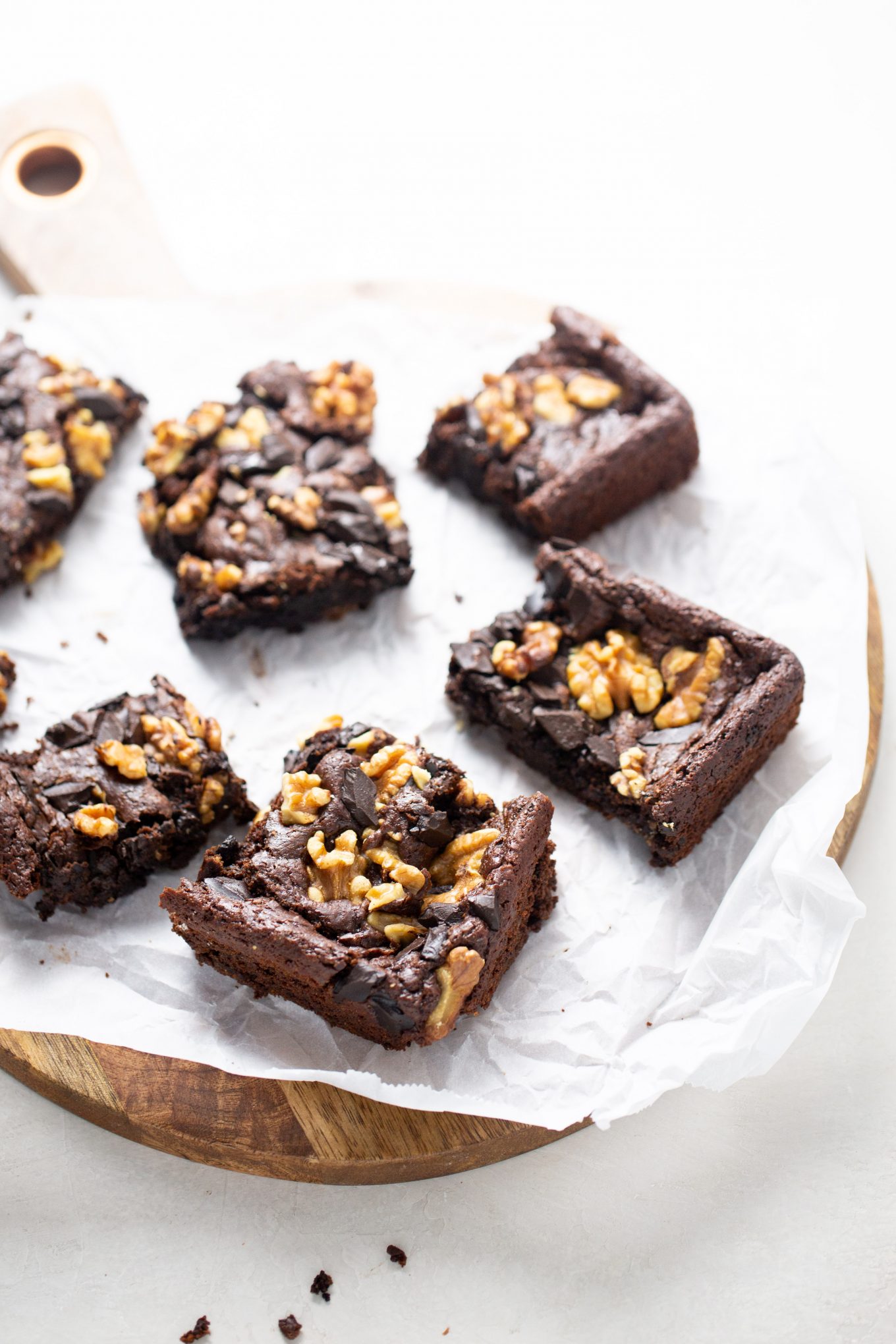 Black bean brownies with walnuts and chpped chocolate