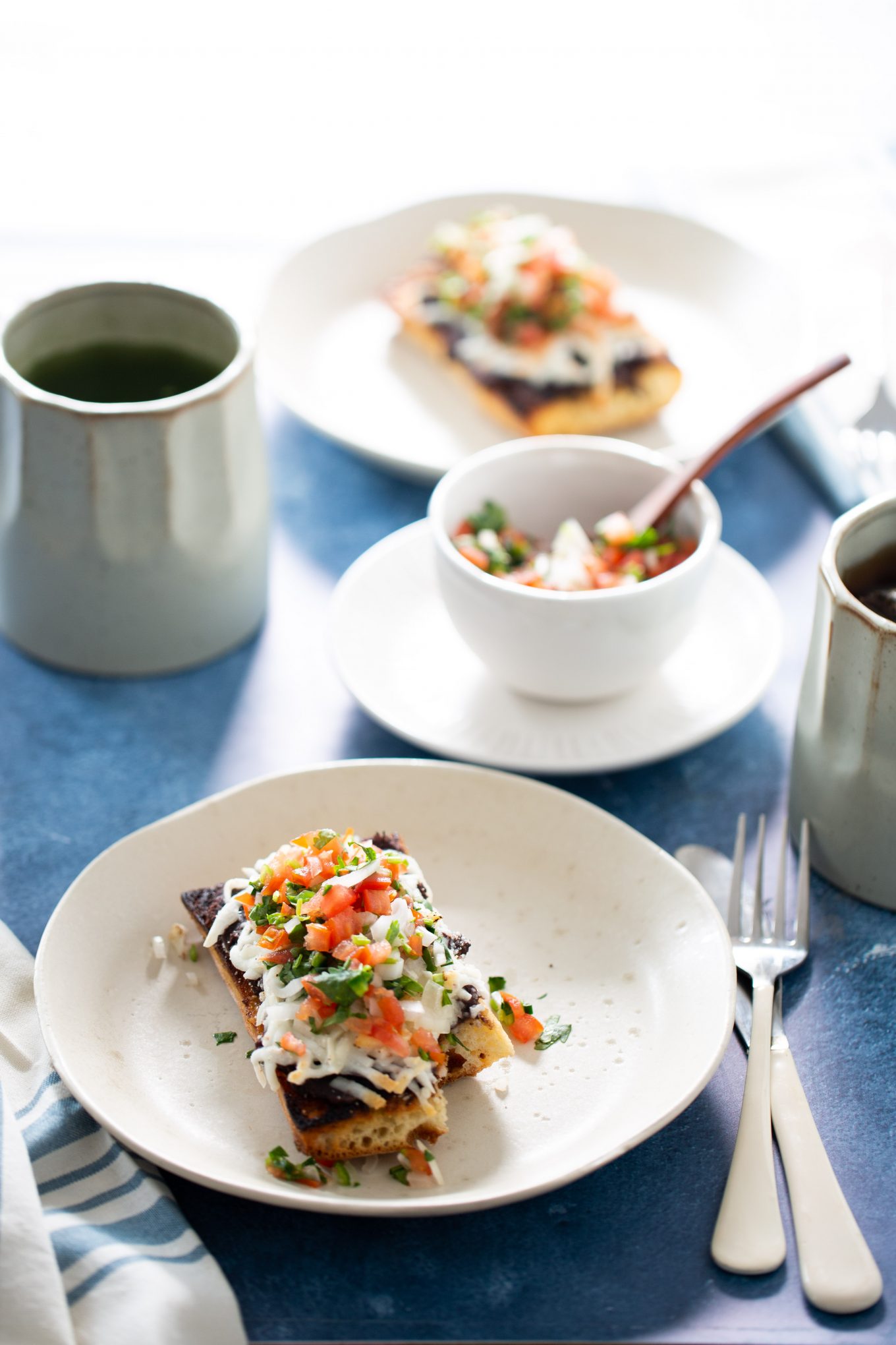 Vegan molletes with classic pico de gallo