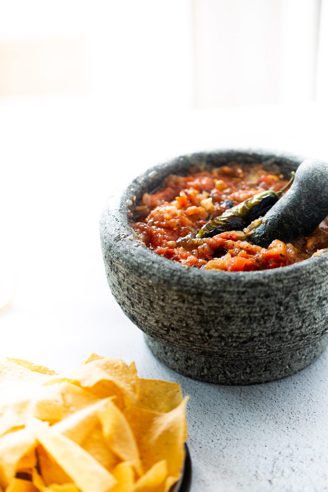 Molcajete salsa made with tomatoes