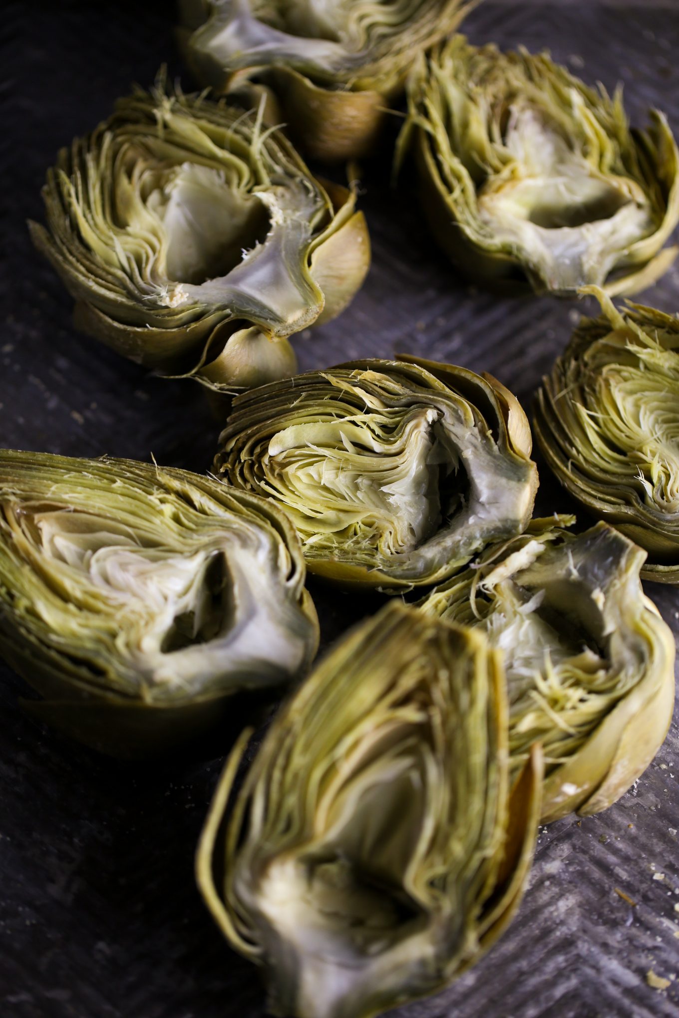 Artichokes cut in half