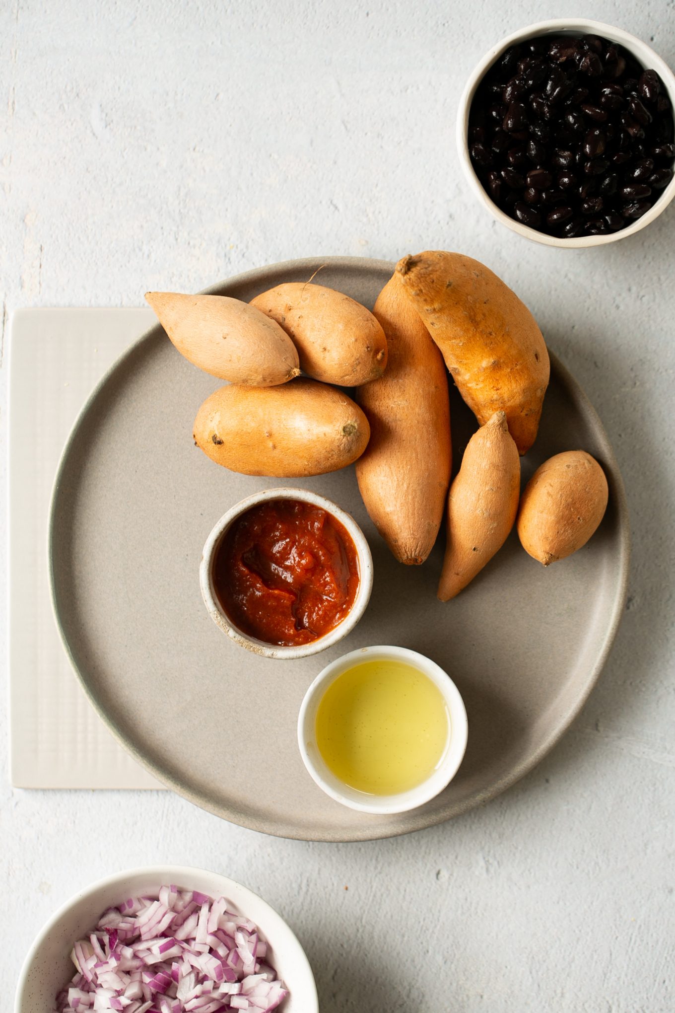 Ingredients for sweet potato and black beans tacos