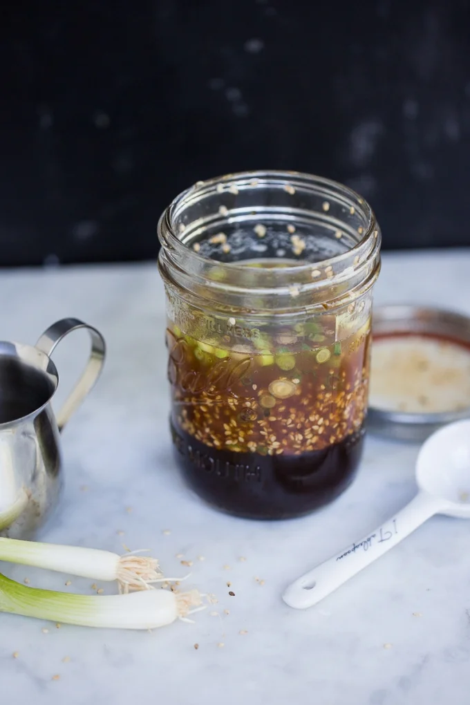 lime sesame dressing in a jar