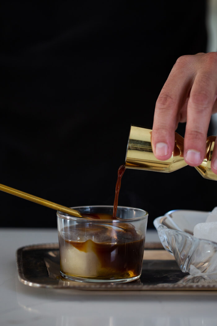 serving coffee over ice.