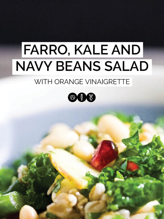 FARRO, KALE AND NAVY BEANS SALAD WITH ORANGE VINAIGRETTE