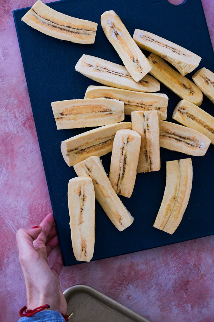 sliced and cut planains