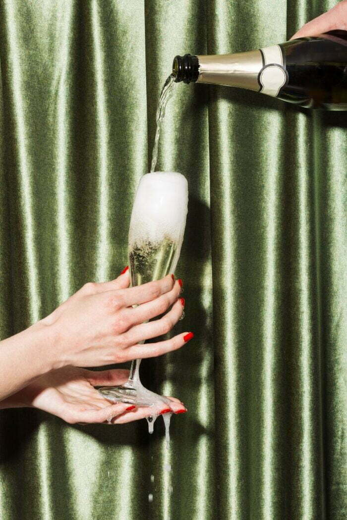 serving prosecco in a flute glass