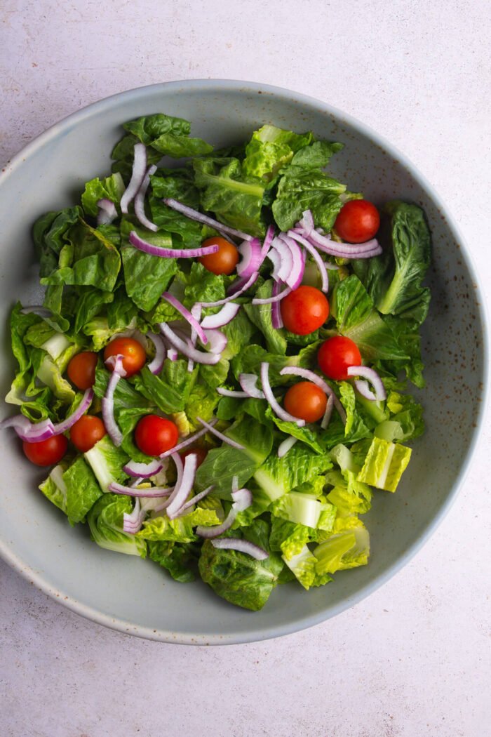 Lettuce, tomato and onion