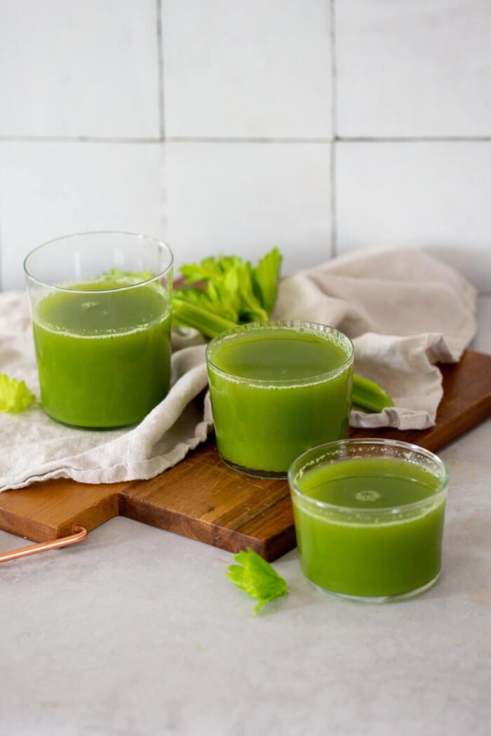 three glasses of celery juice  