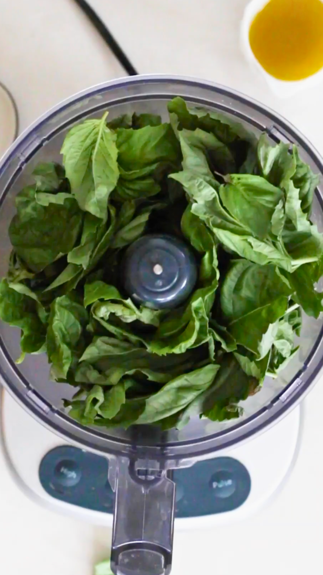 A vegan pesto made with greens and olive oil.