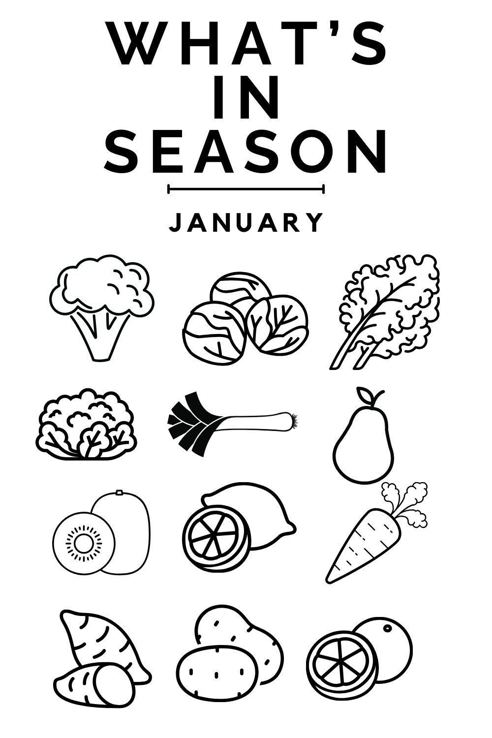 What's in season january coloring page.