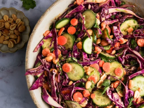 red cabbage salad with peanut dressing Raw Cabbage Salad With Peanut Dressing
